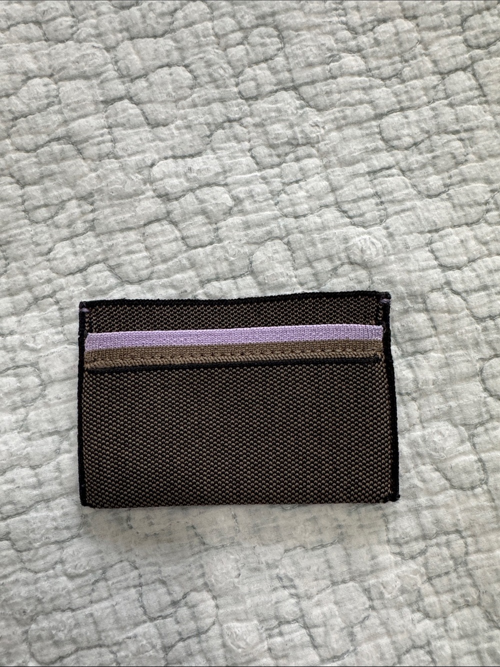 Rothy's Brown Canvas Card & Key Sleeve with Blue Stitching Accent - Picture 2 of 5